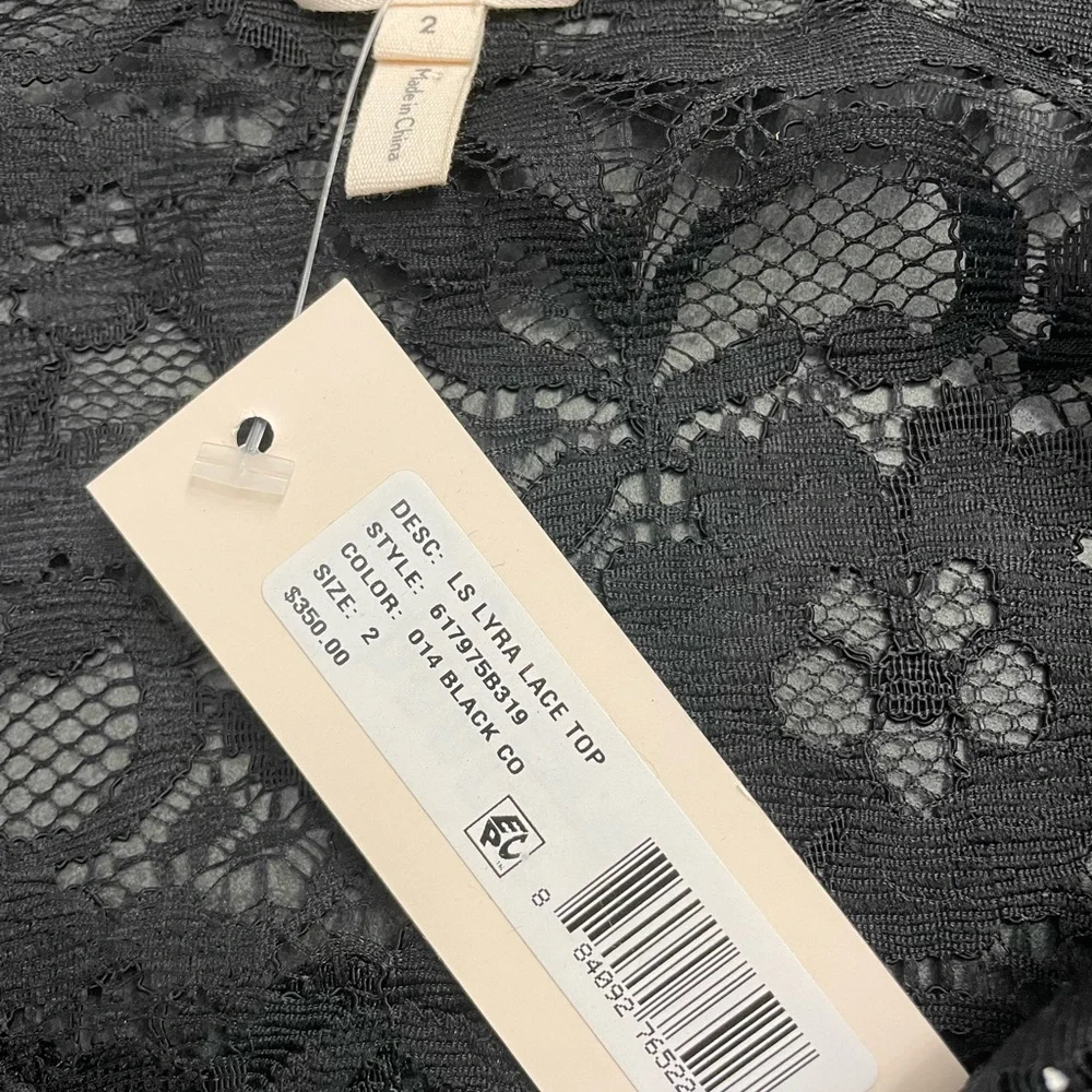 Rebecca Taylor pin tuck chiffon lace accent sheer blouse floral print - Picture 5 of 8